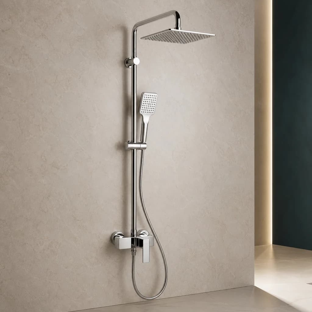Representative studio image of a square rain shower set
